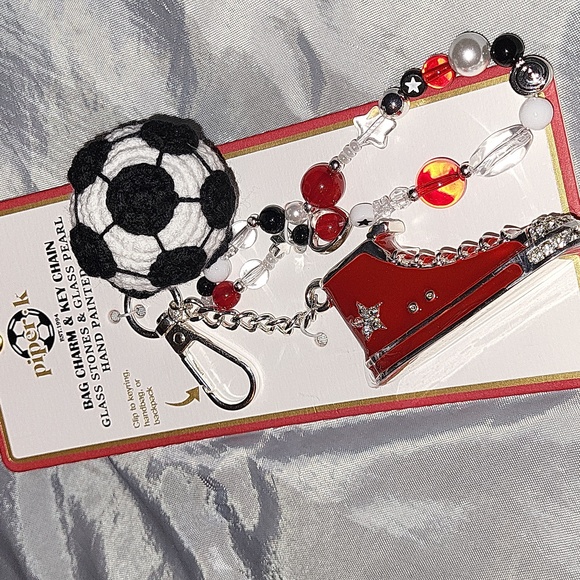 Piper K Soccer Ball and HIGH TOP SNEAKER Bag Charm Keychain HL - Picture 2 of 2